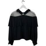 LEITH PLEATED LONG SLEEVE TOP BLACK SMALL