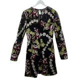 HUTCH EMBROIDERED LACE LONG SLEEVE DESIGNER DRESS BLACK MULTI 4