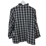 SISTER MARY PLAID EMBROIDERED LONG SLEEVE DESIGNER TOP BLACK MULTI MEDIUM