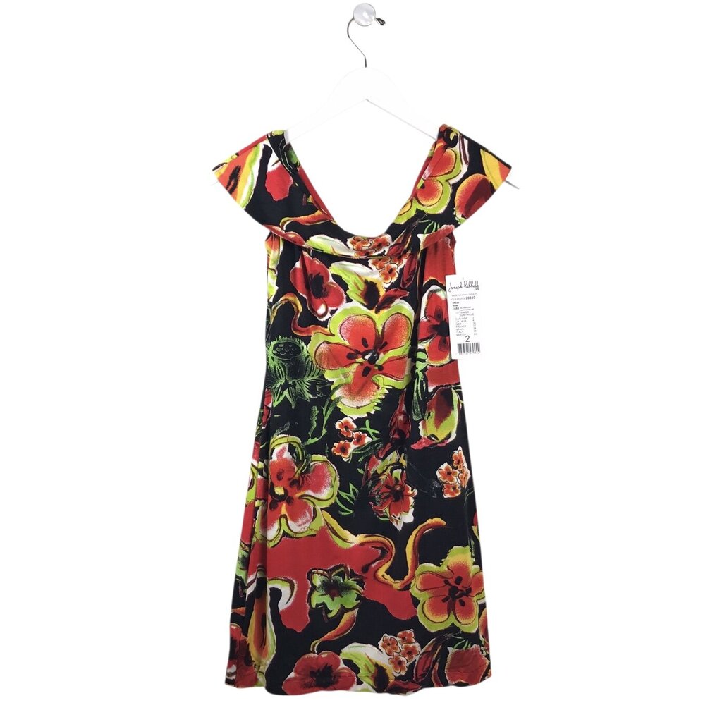 JOSEPH RIBKOFF NWT FLORAL COWL SLEEVELESS DESIGNER DRESS BLACK RED 2