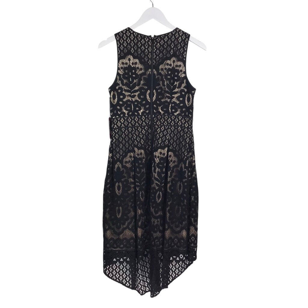 VINCE CAMUTO HI LOW LACE SLEEVELESS DRESS BLACK NUDE 4