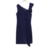 TERI JON RUFFLE SLEEVELESS DESIGNER DRESS NAVY 6