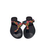 DIANE VON FURSTENBERG JEWELED THONG SANDAL SHOES BLACK MULTI 6M