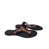 DIANE VON FURSTENBERG JEWELED THONG SANDAL SHOES BLACK MULTI 6M