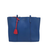 TORY BURCH SHOULDER TOTE HANDBAG BLUE RED 14.5x11x5”