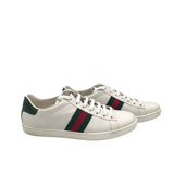 GUCCI ACE SNEAKERS LUXE SHOES WHITE/GREEN 40.5