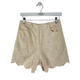 DENIM EYELET SHORTS CREAM WHITE SMALL