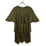 TIERED SHORT SLEEVE DESIGNER DRESS OLIVE 38