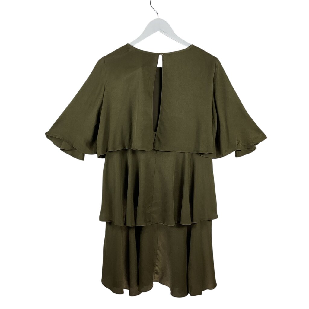 TIERED SHORT SLEEVE DESIGNER DRESS OLIVE 38