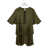 TIERED SHORT SLEEVE DESIGNER DRESS OLIVE 38