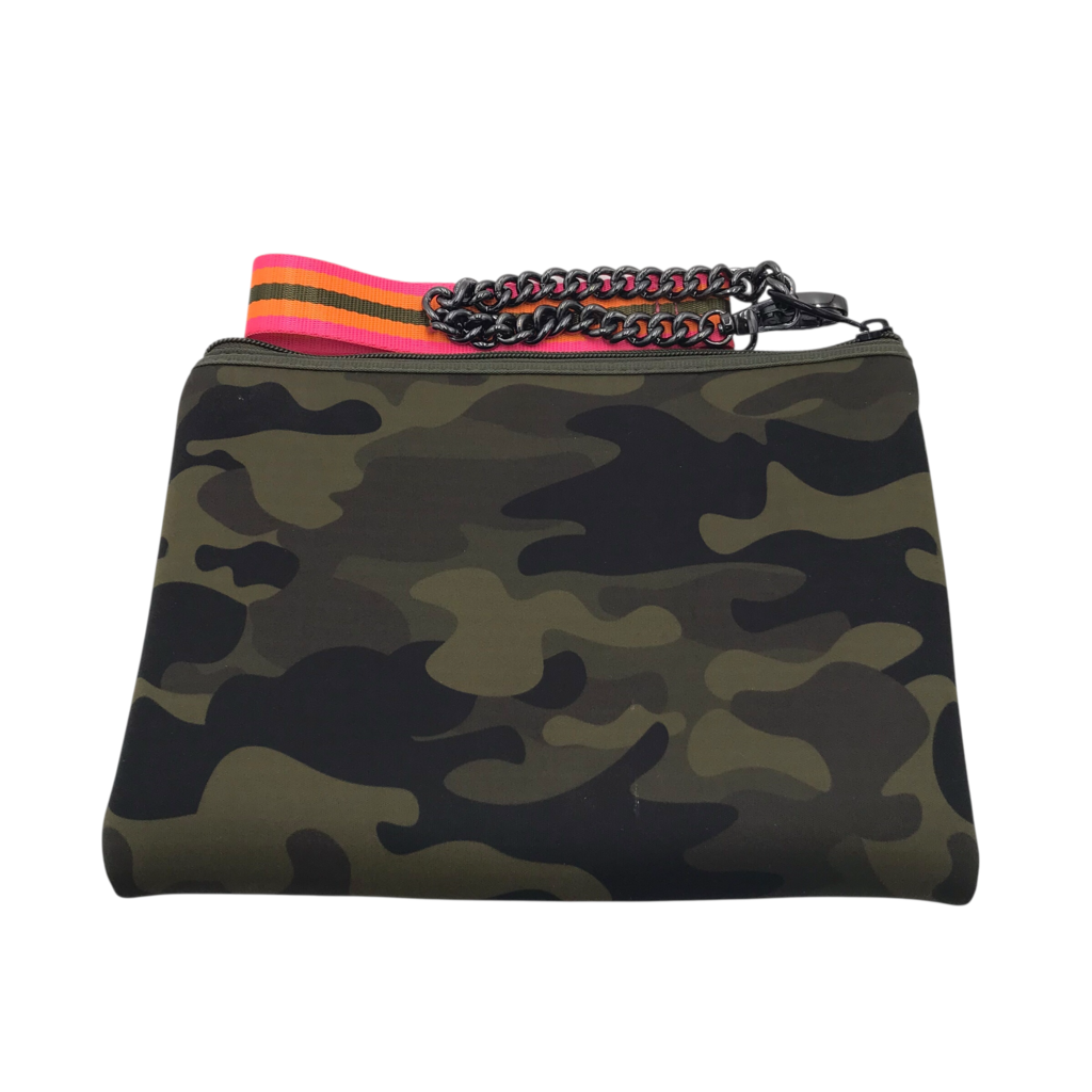 HAUTE SHORE CAMO WRISTLET HANDBAG PINK GREEN