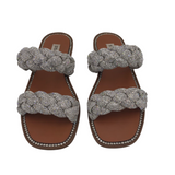 STEVE MADDEN DOUBLE STRAP FLAT SANDAL SHOES SILVER 9M