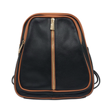 VALENTINA LEATHER ZIPPERS BACKPACK BLACK BROWN