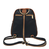 VALENTINA LEATHER ZIPPERS BACKPACK BLACK BROWN