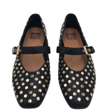 DOLCE VITA BALLET FLAT STUDS SHOES BLACK GOLD 9