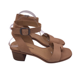 LUCKY BRAND LEATHER BLOCK HEEL SHOES TAN 9.5M
