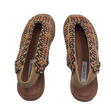 STEVE MADDEN RET$109 WOVEN LEATHER SLINGBACK FLAT SHOES BEIGE MULTI 10