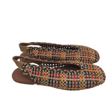 STEVE MADDEN RET$109 WOVEN LEATHER SLINGBACK FLAT SHOES BEIGE MULTI 10