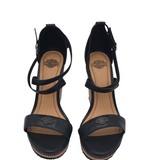 HARLEY DAVIDSON NWT$93 LEATHER WEDGE SHOES BLACK 7