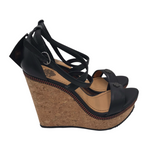 HARLEY DAVIDSON NWT$93 LEATHER WEDGE SHOES BLACK 7