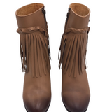 HARLEY DAVIDSON RET$180 LEATHER FRINGE ANKLE BOOTS TAN 7.5