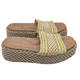 RAG & BONE CROCHET WEDGE SLIDE SHOES YELLOW BEIGE 9.5