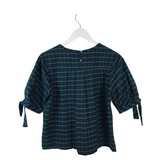 CURRENT AIR PLAID SHORT SLEEVE TOP TEAL YELLOW SMALL