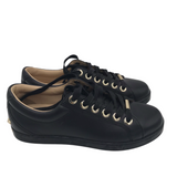 JIMMY CHOO CASH LEATHER SNEAKERS LUXE SHOES BLACK 37.5