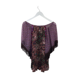 IVY JANE FRINGE SHORT SLEEVE TOP PURPLE BROWN SMALL