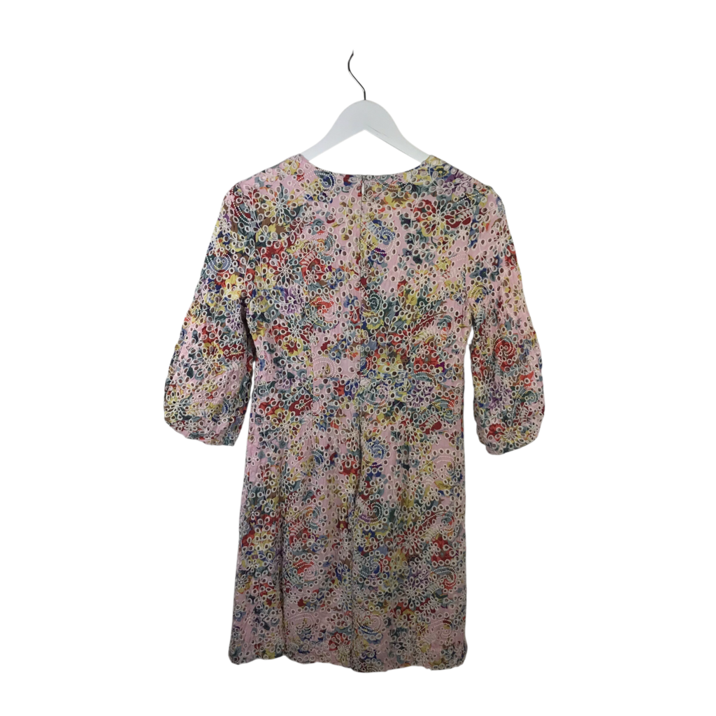 UNCLE FRANK EYELET 3/4 SLEEVE DRESS PINK MULTI SMALL