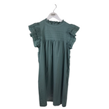 ENTRO RUFFLE FLUTTER SLEEVE DRESS MINT MEDIUM