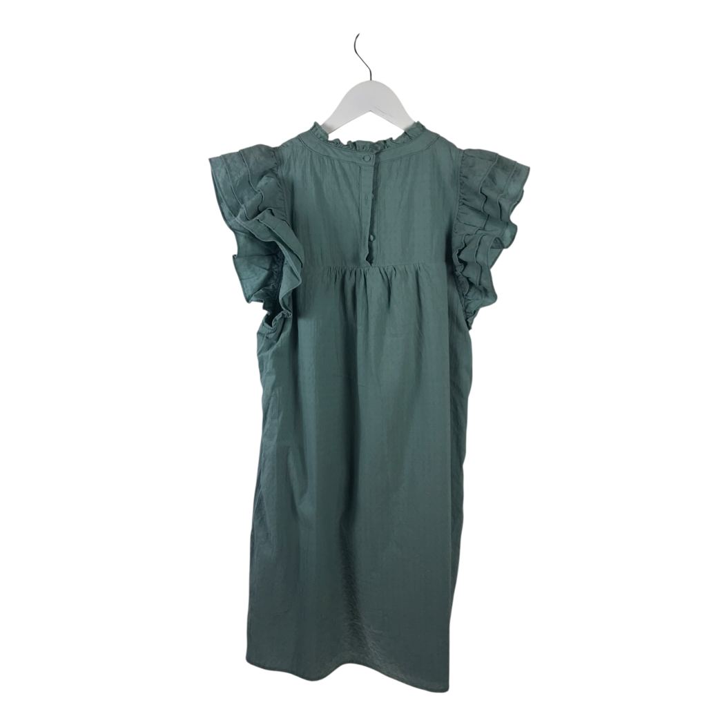 ENTRO RUFFLE FLUTTER SLEEVE DRESS MINT MEDIUM