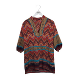 THML PRINT 3/4 SLEEVE TOP RED MULTI LARGE