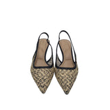 ALDO RET$90 RAFFIA KITTEN SLINGBACK SHOES BLACK TAN 10