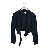 RACHEL ZOE WRAP LONG SLEEVE TOP BLACK LARGE