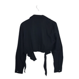RACHEL ZOE WRAP LONG SLEEVE TOP BLACK LARGE