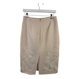 EMBROIDERED PENCIL DESIGNER SKIRT CREAM 6