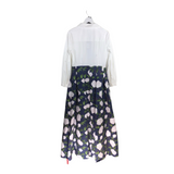 SACHIN + BABI NWT MAXI FLORAL LONG SLEEVE BELTED FORMAL WHITE NAVY 6