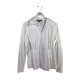 LAFAYETTE 148 PLEATED LONG SLEEVE DESIGNER BLOUSE WHITE 12