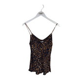 MILIO-MILANO 2PC TOP/SKIRT ANIMAL PRINT DESIGNER OUTFIT BROWN NAVY LARGE