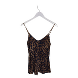 MILIO-MILANO 2PC TOP/SKIRT ANIMAL PRINT DESIGNER OUTFIT BROWN NAVY LARGE
