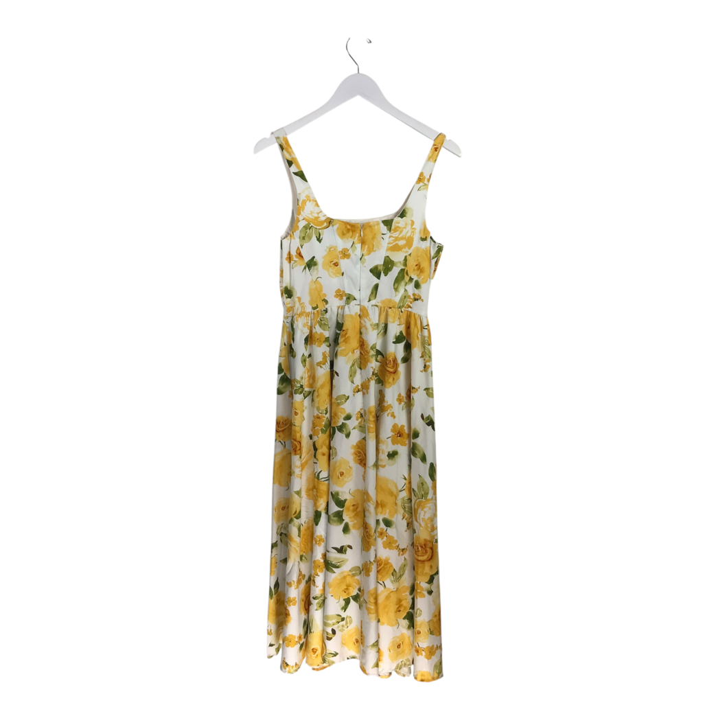 JASON WU MIDI FLORAL SLEEVELESS DESIGNER DRESS WHITE YELLOW 8