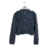 EMBELLISHED DENIM JACKET BLUE S/M