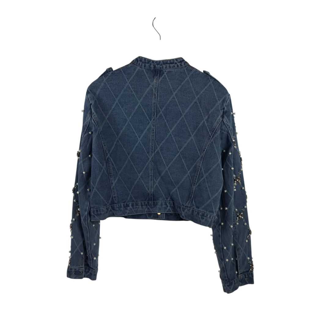 EMBELLISHED DENIM JACKET BLUE S/M