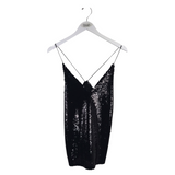 ZARA SEQUIN CAMI TOP BLACK MEDIUM