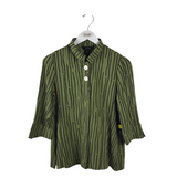 ALI MILES STRIPE 3/4 SLEEVE BLOUSE OLIVE BLACK PS