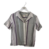 LEVI'S STRIPE SHORT SLEEVE BLOUSE WHITE OLIVE XSMALL