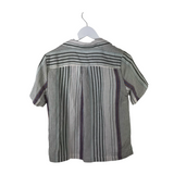 LEVI'S STRIPE SHORT SLEEVE BLOUSE WHITE OLIVE XSMALL