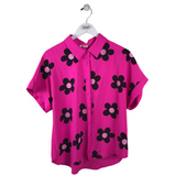JODIFL SHORT SLEEVE BLOUSE PINK BLACK SMALL