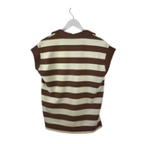 ENTRO STRIPE SHORT SLEEVE TOP CREAM BROWN SMALL